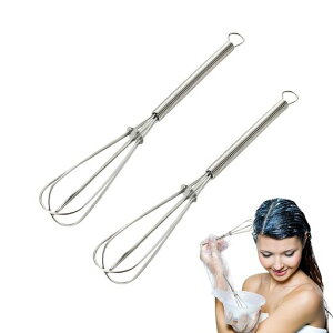 Doyimeヘアカラーマドラー泡立て器【2本入り】ステンレス製カラーリンググッズヘアカラー少量の泡立てに小さな容器でも混ぜやすいドレッシング作り毛染め理髪製菓お菓子作り用