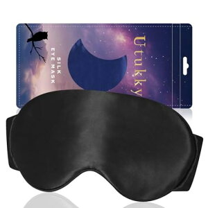 Utukkyアイマスクシルク睡眠用遮光快眠グッズあいますくおしゃれ天然シルクアイマスク睡眠グッズ目隠しシルクアイピロー圧迫感なし肌に優しい通気性睡眠改善遮光超軽量柔らかい快眠旅…