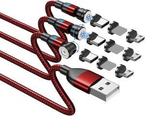 �}�O�l�b�g �[�d�P�[�u�� USB [3�{�g ] 3in1 iPhone Type-C led USBC Micro �}�O�l�b�g�� ���� �^�C�vc ���イ�ł�P�[�u�� �[�d�� android ���Ή� (0.5m*3)