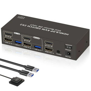 �yHDMI Displayport 2���� 2�o�́zKVM �ؑ֊� 2����2�o�� 4K 60Hz HDMI+DP 2PC �ؑ� USB3.0 KVM �؂�ւ��� �X�C�b�`���[ �L�[�{�[�h �}�E�X �v�����^�[ �X�L���i�[���L PC USB 2���� 4�o��
