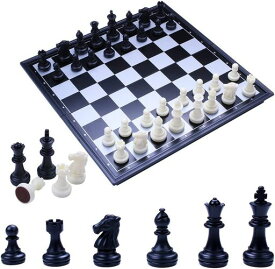 チェスセット マグネット チェス 磁石式 国際将棋 折りたたみ式 収納便利 持ち運びしやすい 日本語説明書付き WONZOM 黒と白の駒 32×32(M)