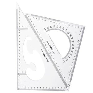 Vitalux三角定規製図用セット三角定規30cmアクリル目盛付き製図用品受験用定規セット幾何学作図ツール2枚組分度器付き