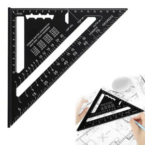 Liroyal三角定規丸鋸定規測量用品大工道具直角定規分度器ケガキ工具木工用三角定規45度ケガキ工具アルミ合金0-90度18.5*18.5cm多角度クリアスケール読みやすい強くて丈夫な木工用建築製図木…