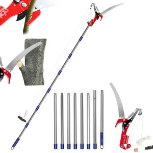 FQIPEI2in1高枝切りバサミ組立簡単2.4m3.2m4m4.8m軽量たかえだきりはさみSK5高級炭素刃高枝切り鋏鋸付き高枝切り鋏高枝切りノコギリはさみガーデニング用品果樹園、公園、農場、庭園などに適…