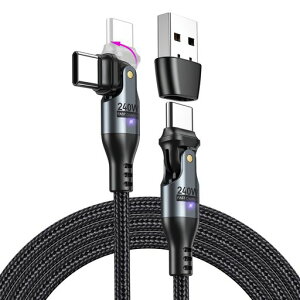 240WUSBCtoC�P�[�u��1M���[180°��]��PD�������[�d�^�C�vC�P�[�u�������f�[�^�]��USB-A�ϊ��A�_�v�^�t��MacBookPro/Phone15/15Pro/Galaxy/GooglePixel�Ή�