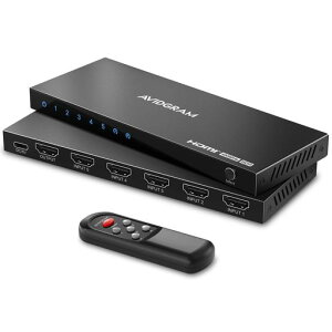 AVIDGRAM HDMI �ؑ֊� 4K 60Hz, 2.0 �Z���N�^�[ 5����1�o��, 5�|�[�g �X�C�b�`���[ IR�����R���t�� HDCP 2.2 HDR10 3D 18Gbps Xbox PS4 HDTV Monitor �Ή�
