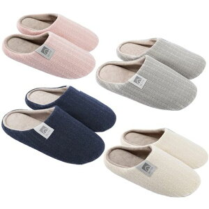 【SLITA】スリッパ室内来客用ルームシューズレディースメンズ防水滑り止め室内履き洗える静音柔らかいあったか4足セット