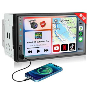 2DIN&7�C���`2USB �f�B�X�v���C�I�[�f�B�I ����CarPlay+AndroidAuto�Ή�:�X�}�z�A�g�Ńi�r�Q�[�V�������� �o�b�N�J�����A���A�f���o���́A�X�e�A�����O�R���g���[��