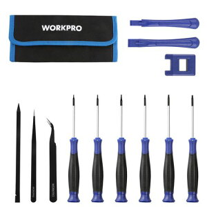 WORKPRO精密ドライバーセットドライバーセットトルクスドライバーT3T4T5T6T8T10スマホ腕時計分解換装おもちゃ修理用磁化器静電防止棒ピンセットケースオープナー多機能ツールセット収納袋…