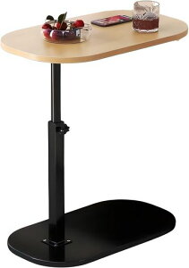 サイドテーブル昇降式テーブル360°回転高さ調節可能45〜80cmコの字型パソコンデスクPC用勉強机仕事/学習デスクベッド/ソファ/介護/学習/テーブル組立簡単(原色昇降式)