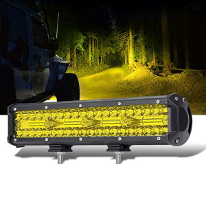 Chelheadled投光器12インチライトバー作業灯イエロー80PCSチップ12v/24v対応広角狭角兼用一体型トラック用品車外灯農業機械3000K