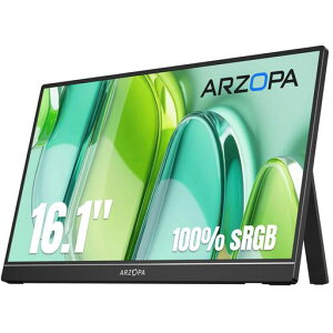 ARZOPA 16.1�C���` ���o�C�����j�^�[ ���� �t��HD IPS����� 100%sRGB �u���[���C�g�y�� �����X�^���h�t ���^ �y�� �e�����[�N/PS5/Switch/PC�Ή� Type-C/HDMI Z1C