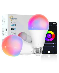 ORALUCE �X�}�[�g LED�d�� E26 60W���� �������F �X�}�[�g���C�g �}���`�J���[ 1600���FRGB �����F&�d���F Alexa/Google Home�Ή� �n�u�s�v ���u���� �戵�������t 2�� LDA9F-E26/2P