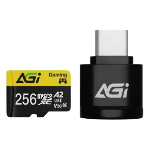 AGI256GBTF138MicroSDXCメモリカードTypeCカードリーダー付きA2U3V304KC10(読み込み・書き込み速度98/70MBs)
