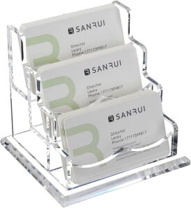 siawadeky名刺ケース3段タイプアクリル名刺スタンド横置きカード立てクリア卓上名刺ホルダー大容量カードスタンドおしゃれ名刺立てカード収納ボックス小物入れ透明ケースはがきホルダ…