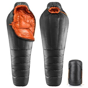 JUYEE寝袋冬用ダウンシュラフ冬最低温度-10°C高級ダウン650FPマミー型軽量コンパクトキャンプ車中泊登山防災避難(1.0)