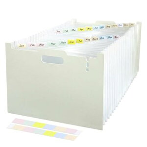 TumosandoドキュメントスタンドヨコA4タテ加厚発泡PP25ポケットジャバラファイル持ち運び区分けラベル付きアコーディオンファイル大容量書類ケース伸縮ファイル自立式書類収納...