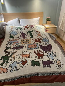 PeelForest�y�l�C�zKeithHaring(�L�[�X�E�w�����O)�l�ԕ��������u�����P�b�g�x�b�h�J�o�[130X160cm