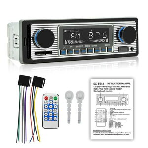 1din5513CarMP3�v���[���[FM�ϒ���Bluetooth���y���B���e�[�W�I�[�f�B�IUSB�X�e���I���W�IAUX�@�\�n���Y�t���[AUX