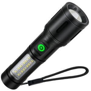 懐中電灯【2025最新の強化版】ハンドヘルドトーチledライト白色と赤色COB作業灯/6モード調光/最大照射距離300m/大容量電池Type-C充電式/電池式スマート急速放熱可変ズームアルミ合金製耐衝…