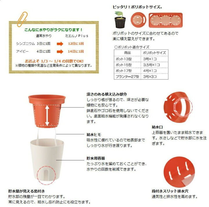 楽天市場 限定セール リッチェル ミエルノplus ポット 15型 オレンジ Or アイム