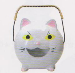 限定商品! 陶器 白猫蚊やり (蚊取線香立て) (jc-81)