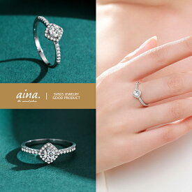 指輪 リング レディース 金属アレルギー対応 ニッケルフリー シンプルリング プラチナ仕上げ シルバー925 シルバーリング SV925 ダイヤモンドCZ 一粒 スクエア アクセサリー ジュエリー 送料無料