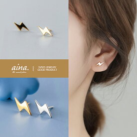 ピアス レディース 金属アレルギー対応 ニッケルフリー プラチナ仕上げ 18金仕上げ シルバー925 シルバーピアス SV925 サンダー 稲妻 小さい 小さめ 両耳用 スタッドピアス セカンドピアス アクセサリー ジュエリー 送料無料