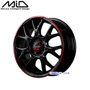 MID マルカサービス アルミホイール 1本 RMP RACING レーシング R27 16インチ 1650 リム幅5J インセット+45 ホール4H PCD100 ブラック/リムレッドライン