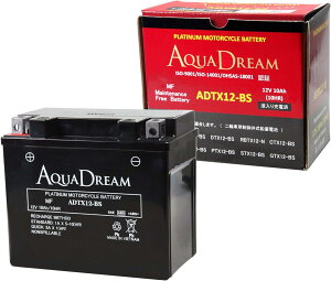 AQUA DREAM ANAh[ ADTX12-BS փobe[ eiXt[ PLATINUM MOTORCYCLE BATTERY t[dς
