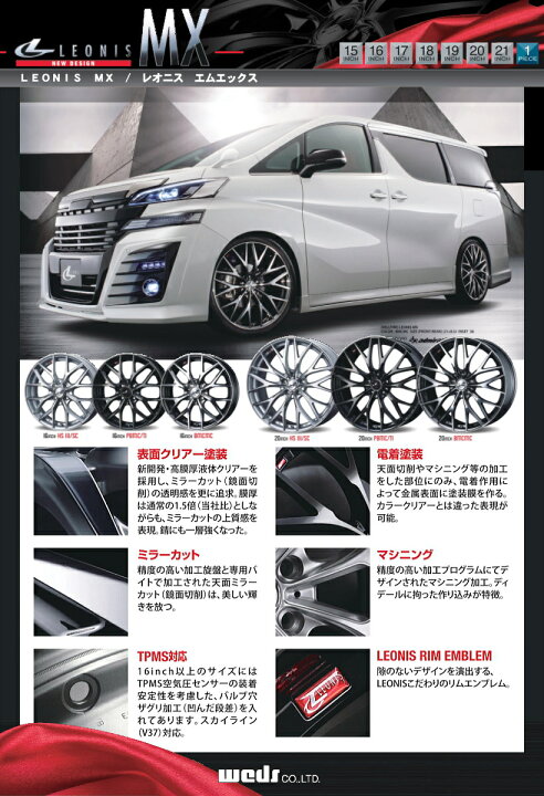 楽天市場 ウェッズ レオニス Mx 15ｘ4 5j 45 100 4穴 パールブラック ミラーカット チタントップ Pbmc Ti タイヤ ホイール カンパニー