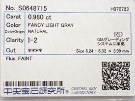 0．980ct　FANCY　LIGHT　GRAY　I2　グレイダイヤモンド　ルース