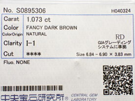 1．073ct　FANCY　DARK　BROWN　I1　ブラウンダイヤモンド　ルース