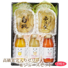 【最強翌日配送】高級 果実入りゼリー(2個)＆ジュース(3本)セット(ZMJ-4) フルーツ ゼリー ギフト 詰め合わせ プレゼント 手土産 お誕生日 お祝い 内祝い 出産内祝い 婚礼内祝い 贈り物 お礼 御見舞 退院祝い 果物 お返し お供え お供え物 法事