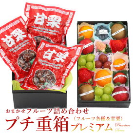 プチ重箱プレミアム FPJ-14（プチフルーツ15個 天津甘栗3袋）フルーツ ギフト 詰め合わせ プレゼント 手土産 お誕生日 お祝い 御祝い 内祝い 出産内祝い 婚礼内祝い 贈り物 お礼 御見舞 お見舞い 退院祝い 快気祝い 景品 果物 お返し お供え お供え物