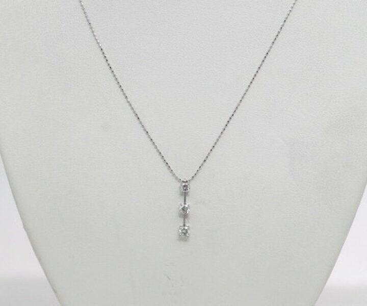 楽天市場】【ジュエリー】 K18WG ダイヤモンド 0.50ct 3粒 ネックレス 