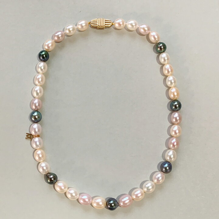 楽天市場 Mikimoto ミキモト マルチパール 真珠 約10mm 8mm オーバル 楕円 一連 マルチカラー ミックスパール 真珠ネックレス パールネックレス K18yg イエローゴールド Brandj 中古 送料無料 Mej アイマス
