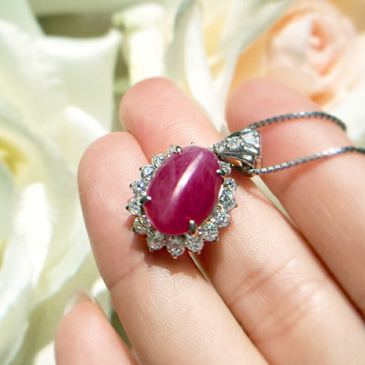楽天市場】【ｾｰﾙ】ルビーキャッツアイ 5.456ct ネックレス PT900/850 