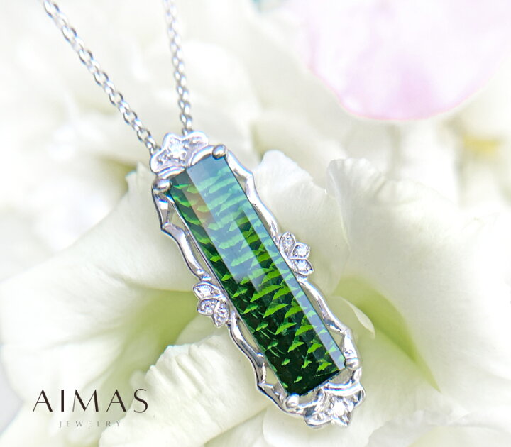 楽天市場】【ｾｰﾙ】グリーントルマリン 7.1ct ネックレス PT900 K18WG 