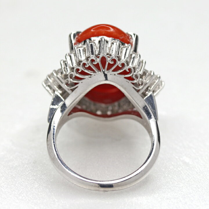 楽天市場】赤珊瑚 13.77ct リング 10.5号 PT900 ダイヤモンド 指輪 赤  