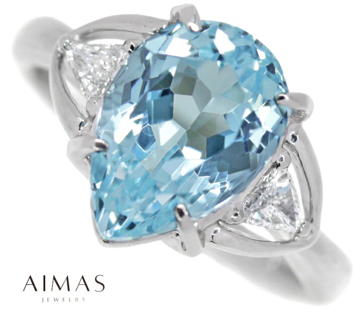 楽天市場】アクアマリン 3.69ct ダイヤモンド リング 12号 PT900 