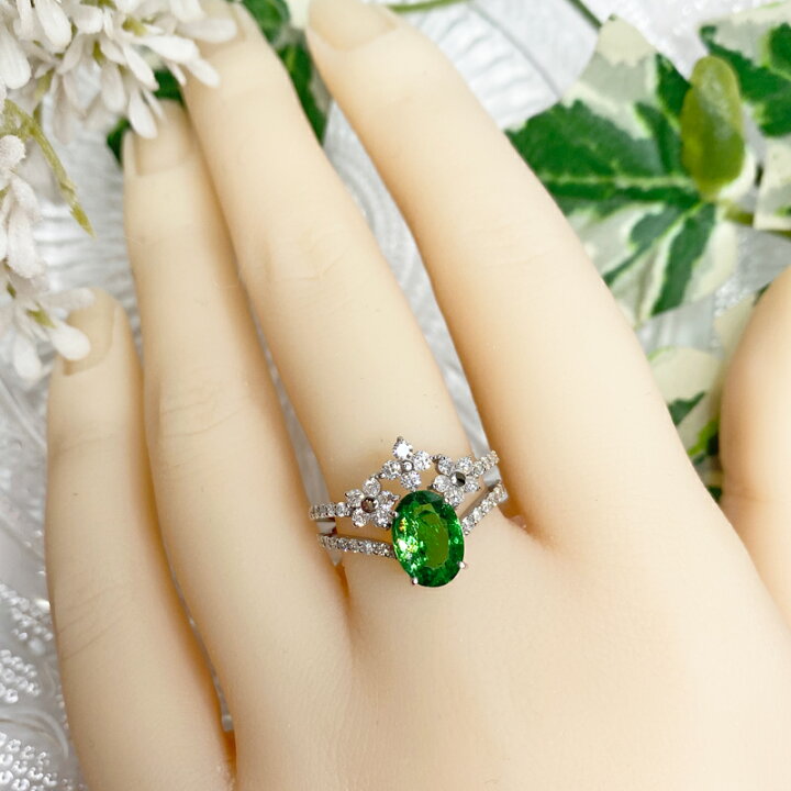 楽天市場】グリーンガーネット 1.88ct ダイヤモンド 0.632ct お花  