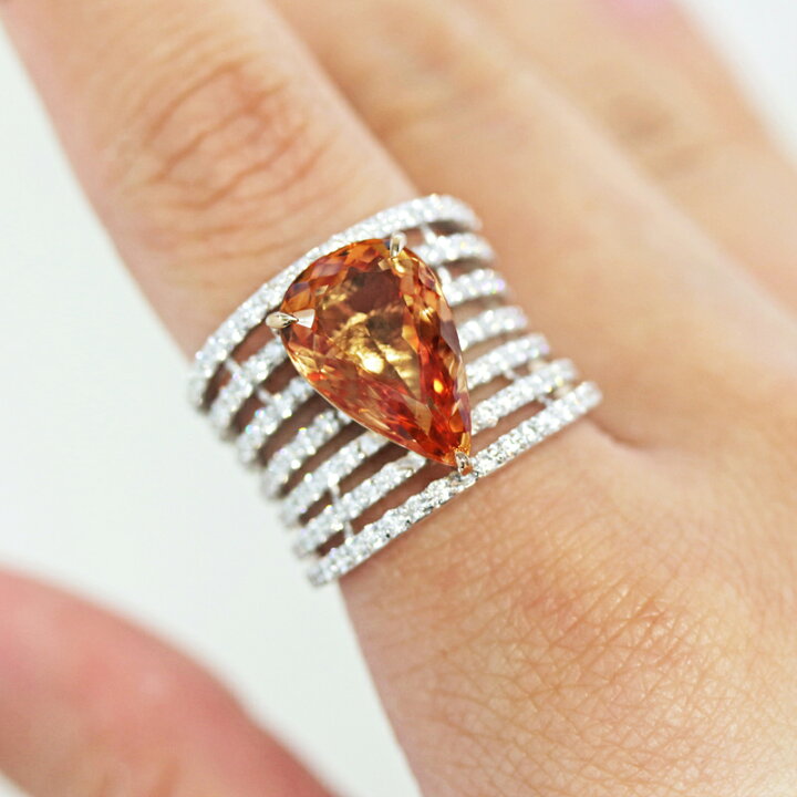 楽天市場】インペリアルトパーズ 6.6ct リング 11.5号 K18WG/PG 18金 