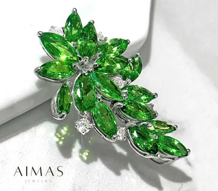 楽天市場】【ｾｰﾙ】グリーンガーネット 6.75ct ペンダントトップ K18WG 