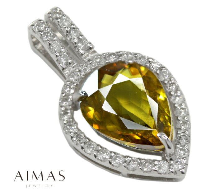 楽天市場】スフェーン 2.14ct ダイヤモンド 0.34ct ペアシェイプ 