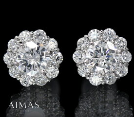 【セール】メインダイヤモンド 0.553ct (F I-1 GOOD)/0.456ct(E I-1 FAIR) ピアス PT900 プラチナ ラウンドカット ブリリアントカット 取り巻き ヘイローデザイン 4月誕生石＜中央宝石ソーティング＞ 金剛石【新品】【ジュエリー】【送料無料】RYM.A