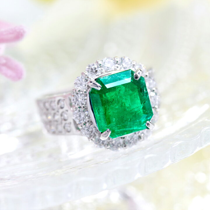 楽天市場】コロンビア産ビビッドグリーンエメラルド 3.52ct リング 13 
