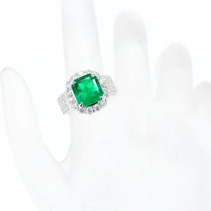 楽天市場】コロンビア産ビビッドグリーンエメラルド 3.52ct リング 13 