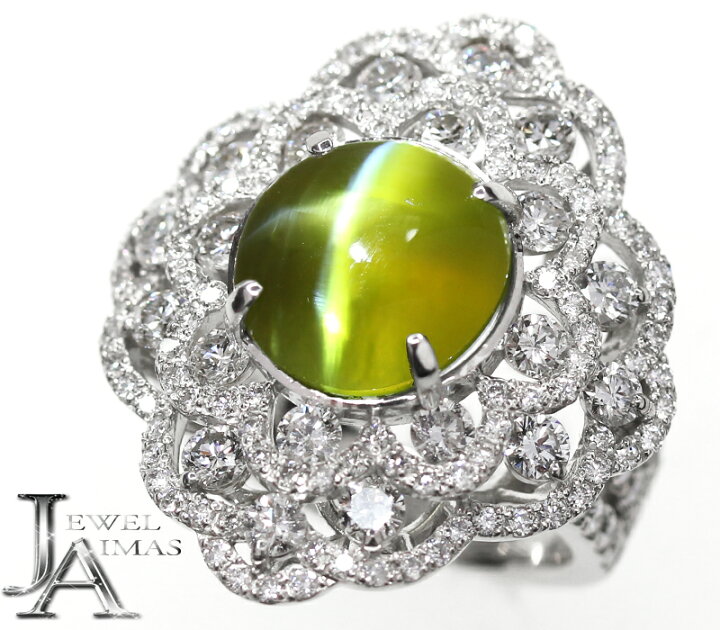 楽天市場】クリソベリルキャッツアイ 10.125ct リング 13号 PT900  