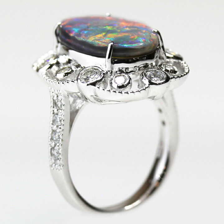 楽天市場】ブラックオパール 3.35ct リング 12.5号 PT900 プラチナ  